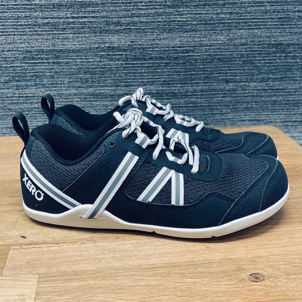 Xero Shoes Prio Running Sneakers Women 7 Black White Minimalist Barefoot Shoes